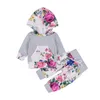 Moda Neonate Vestiti Set Felpe con fiori + Pantaloni 2PCS Abiti per ragazze Set Abbigliamento per bambini Abbigliamento per bambini Set per 0-24M