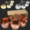 Las tazas medidoras de cobre y acero inoxidable más nuevas, 4 unids/lote, utensilios de cocina para hacer pasteles y medidores para hornear, herramientas de medición WX9-32