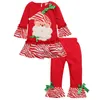 2017 Infantil Xmas Elk Outfit meninas de Natal árvore desenhos animados t-shirt + plissado calças 2 pcs conjuntos crianças bolinhas tops 14color escolher grátis