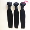 Indian Human Hair Weave 3 buntar Silky Straigh Obehandlat Virgin Haft Weft Weaving Extension Gratis frakt USPS