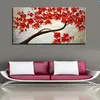 Arte abstrata moderna em tela, decoração de parede, pintura a óleo sobre tela, flores vermelhas, sem moldura2173768