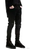 HLQ Hommes Ripped Rider Biker Jeans Moto Slim Fit Washed Noir Gris Bleu Moto Denim Pantalon