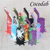 New Arrival Hookahs Mini silicone dab rigs Glow In Dark Water Pipe glass bongs waterpipe silicon barrel rig