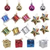 Pendurado Ornamento Xmas Decorativos Com Bolas Estrelas Cubos Tambores Material Plástico Para Decoração de Casamento Festa Em Casa