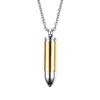 5Colors Men Titanium Steel Urn Lockets Necklaces Cremation Case Perfume Bottle Bullet Pendant Chains Necklace Women Jewelry Can be open put in Ashes