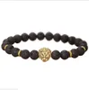 Jln Lava/Prodcanic Lion Buddha Bracelet Black Lava 8mm Stone Bead Bead for Men Jewelry