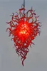 Lámparas modernas Lámparas de flores de color rojo de lujo Iluminación artística Lámpara colgante LED de cristal de Murano soplado a mano