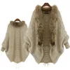 Marque Style Européen et Américain 2016 Nouvelles Femmes Manches Chauve-Souris Épais Chandail Tricot Cardigan Cape Femmes Lâche Plume Chandail Manteau Veste