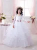 Cheap White Flower Girl Dresses for Weddings Lace Long Sleeves Girls Pageant Dresses First Communion Dress 2018 Little Girls Prom Ball Gown