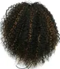 Curto alto kinky curly dois tons de destaque 1b / 30 ombre cordão rabo de cavalo afro sopro penteado 120g ou 140g 14 polegada