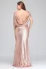 Plus Size Rose Gold Bridesmaid Dresses Long Sparkling 2018 New Women Elegant Mermaid Sequined Evening Prom Party Gown Celebrity Fo4802923