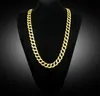 Mens Hip Hop 18k Gold Plated 30" Inches Iced Out CZ Miami Cuban Curb Link Chain Necklace Bling Bling 15mm Fashion Jewelry