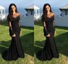 2017 Sexy Arabe Robes De Soirée Jewel Neck Illusion Dentelle Appliques Cristal Perlé Noir Sirène Manches Longues Robe De Soirée Formelle Robes De Bal