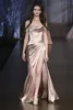 Sexy 2019 Mermaid Evening Dresses Long Rose Gold Elastic Silk Like Satin Off Shoulder Neck Sheath Side Split Formal Evening Gowns Women