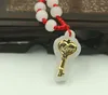 Золотой инкрустированный нефритом счастливый кулон. Ключ (key) счастливы. Ожерелье