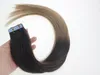 Hot Sale 16inch till 24inch Ombre Remy Tape In Hud Human Hair Extensions, Remy Tape Hair Extensions, 20st / Bag 30g, 40g, 50g, 60g, 70g / påse 1bag / lot