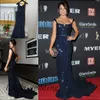Free Shipping Kate Ritchie Vintage Evening Dresses Navy Blue Sleeveless Sexy Sequin Floor Length Formal Special Long Evening Gowns