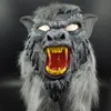 On Sale Halloween mask Creepy Black Wolf Yellow Teeth Fierce Open Mouth Wolf Horror animal mask free shipping