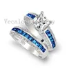 Vecalon Brand Design Tanzanite Cz Diamond Wedding Band anello set per le donne 10KT oro bianco riempito femminile anello di fidanzamento