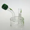 High quality water pipes glass bongs bucket oil rigs dab rigs with black green accent and tyre perc 14.4mm male joint