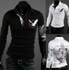 Mode Hommes T-shirts Coton À Manches Longues T-Shirt Marque Vêtements Slim Fit Aigle Imprimé T-shirt livraison gratuite