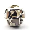 14K Gold Heart and Mother of Pearl 100% 925 Sterling Silver Beads Fit Pandora Charms Bracelet Authentic DIY Fashion Jewelry