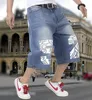 Wholesale-Baggy Mens Blue Jeans Hip Hop Loose Jeans Men Baggy Denim Breeches Shorts Jeans For Men Summer Men's Capris Big Plus Size