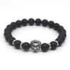 Wholesale Lion Head Beaded Stands Bracelets Jewelry Black Lava Stone Bracelet For Men Women