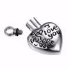 Rostfritt stål Lockets Memorial Smycken Hjärta Jag älskar dig Bokstäver Openabe Urn Pendant Box Ashes Locket Halsband Keepsake Husdjur Urns Kedjan Halsband