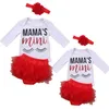 Abbigliamento per neonate in cotone a maniche lunghe MAMA'S mini pagliaccetto + volant tutù pantaloncini di pizzo + fascia per capelli 3 pezzi Set per ragazze abiti per neonati