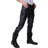 Wholesale-2016 Hip Hop Herren Lederhosen Kunstleder Pu Material 3 Farben Motorrad Skinny Kunstleder Outdoor Hosen