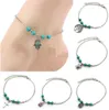 6 Styles Bohemian Turquoise Anklets Women Beach Foot Chains Cross Tree Turtles Conch Fatima's Hand Anklet For Ladies Fashion Jewelry