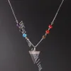Special Seven Chakra Symbol Necklace Yoga Necklace Reiki Energy Triangle Natural Gemstone Pendant on 8MM Semi Gem Chakra Bead Chain Necklace