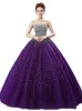 Nouvelles robes de bal élégantes Royal Blue Robes Quinceanera 2017 avec des cristaux de perles à lacers Sweet 16 Robes 15 ans Robes de bal QS1053