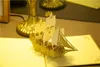 Vintage "Bateau à Voile" Laser Cut Kirigami Origami 3D Pop UP Cartes De Voeux Pour Cadeau D'anniversaire Présente Cartes Pliées ZA5141