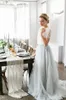 빈티지 국가 웨딩 드레스 비치 보헤미안 레이스 Tulle 신부 가운 얇은 목에 짧은 소매 색의 결혼식 게스트 파티 가운