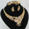 Fashion Women 18K Gold Plated Africa Dubai Wedding Party Flower Necklace Earring Bracelet Rings Jewelry Sets