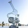 Hockahs 유리 물관이있는 이중 리사이커 챔버 콤 콤 PERC Bong Inline Perc DAB 장비 14mm 조인트 유리 봉 WP143