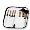 7 Make-up penna En högkvalitativ ullborste Svart dragkedja PU-väska Verktyg Anpassade borstar Makeup Brush Set