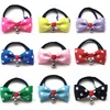 New 100pcs/loot Cute Lovely Pet Dog Bowknot Tie Bow Necktie Collar Has the bell Pet Clothing Dog Cat Puppy IC758
