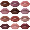 Ny Fröken Rose 12PC / Lot Lipstick Matte Långvarig Pigment Naken Lip Hot Makeup Vätska Matt Röd Läppstift