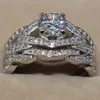2016 Nuova personalità Mix and Match Fashion Wedding Ring Set per le donne di lusso di qualità Gemstone Fidanzamento 10KT gioielli in oro bianco riempito