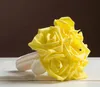 Bröllopsbrudbukettfotografi Prop Valentinsdag Crystal Rhinestone Pearl Rose Flower Ribbons Buketter Favoriter Festlig julklapp