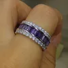 도매 전문 Jewlery 공주는 925 스털링 실버 자수정 원석을 자른다 CZ 다이아몬드 결혼식 애인 밴드 반지 선물 크기 5-11