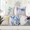 blue ink color palm cushion cover tropical decorative pillows case sofa couch chair home decor leaf plant cojines