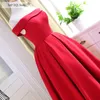Elegagnt Red Satin Prom Dresses Strapless Tea Length Lace-up/Zipper Back Party Dress Evening Gowns Real Pictures Accept Custom Made
