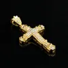 Naszyjniki wiszące Srebrny Urok Hip Hop Wisiant Pełny lód Out CZ symulowany Diamonds Catholic Crucifix Naszyjnik z długim łańcuchem kubańskim 4545290