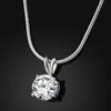 YHAMNI Luxury Big 8mm 2 Ct CZ Diamond Pendant Necklace Fashion Sparkling Diamant Solid Silver Necklace Jewelry for Women XF183