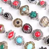 Wholesale Fashion bulk lot 50pcs mix styles metal alloy gem turquoise jewelry rings discount promotion