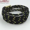 Weiou Sports boot laces metallic Shiny Gold shoelaces white black round glitter Bootlaces fun Sparkle Shoe lace Strings 120cm291x